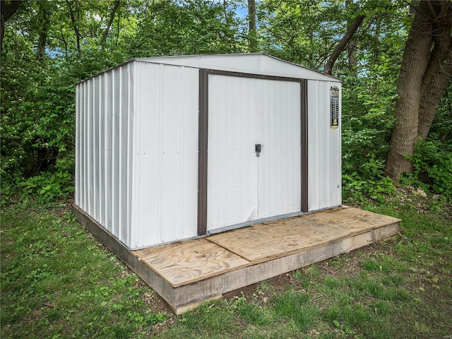 view of shed