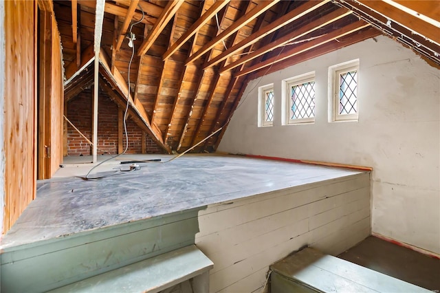 view of unfinished attic
