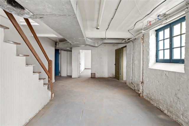 below grade area featuring stairway