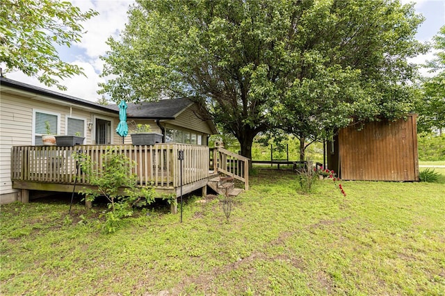 view of yard with a deck
