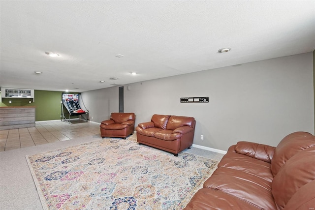living room with carpet and baseboards