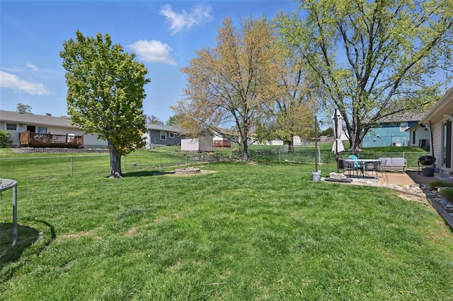 view of yard with a fenced backyard and a patio area