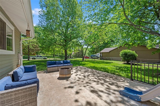 view of patio featuring an outdoor living space