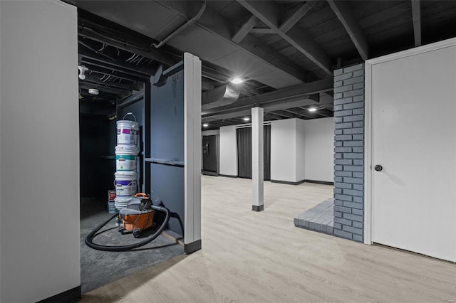 finished basement with wood finished floors
