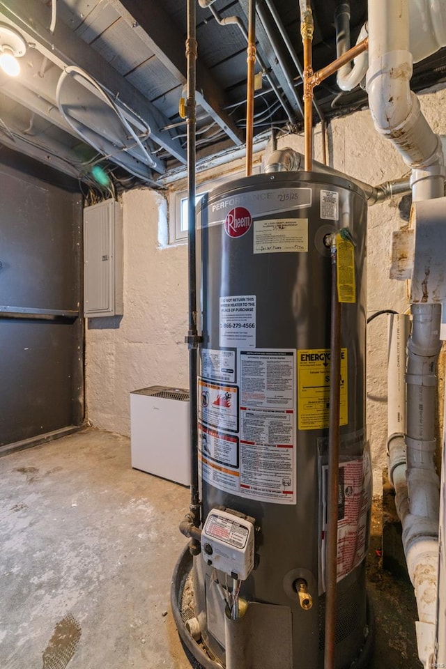 utilities featuring electric panel and water heater