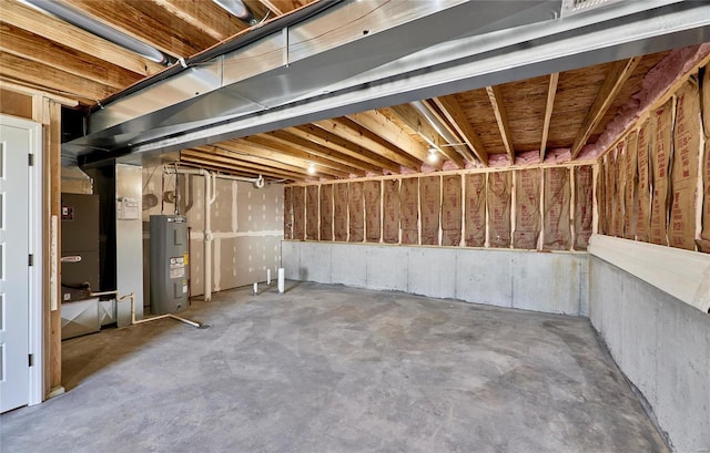 unfinished below grade area with water heater