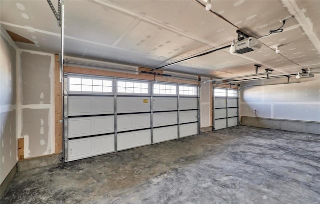 garage with a garage door opener