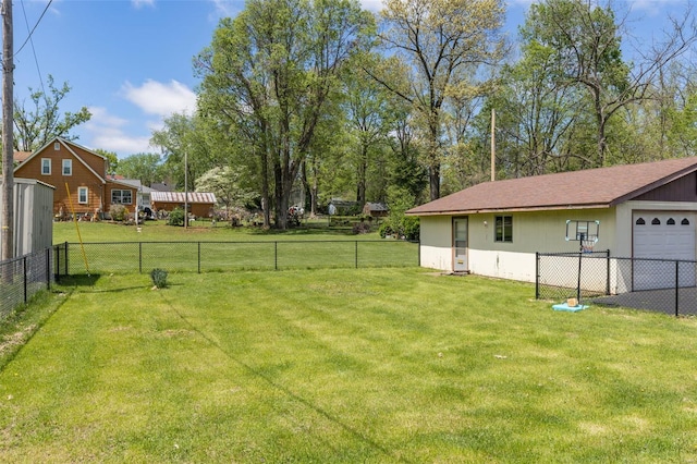 view of yard with a fenced backyard