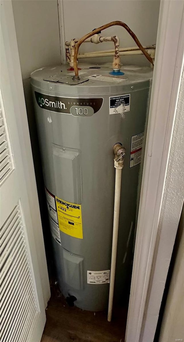 utility room with electric water heater