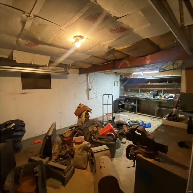view of unfinished basement