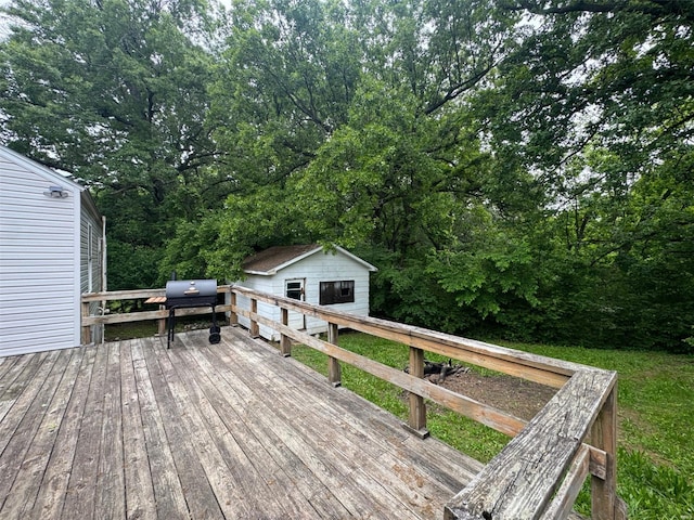 deck featuring an outbuilding
