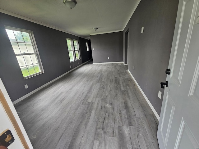 spare room with wood finished floors and baseboards