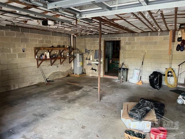 garage with electric water heater