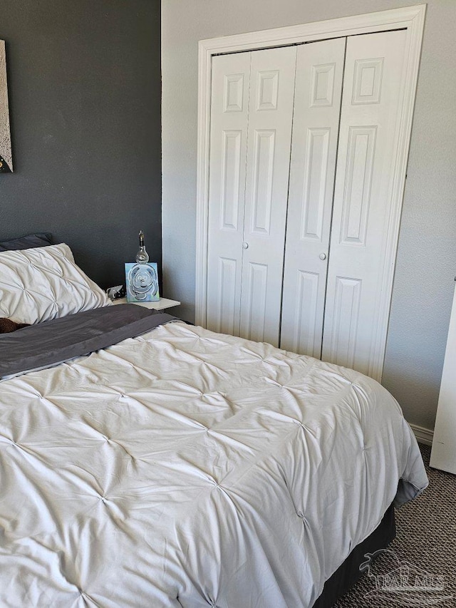 bedroom featuring carpet floors and a closet