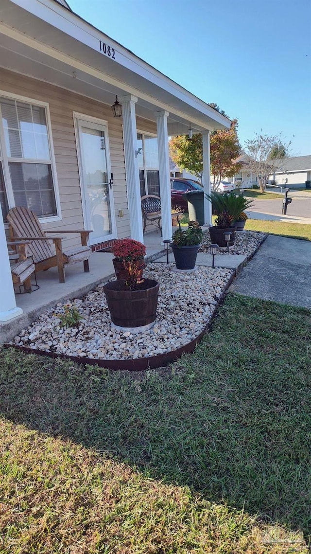 exterior space featuring covered porch