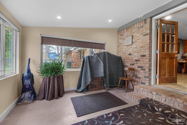 interior space with vaulted ceiling