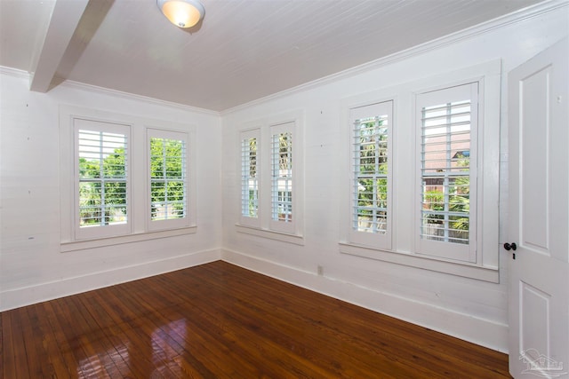 905 N Barcelona St, Pensacola, FL 32501 - unfurnished room with plenty of natural light, baseboards, dark wood-type flooring, and ornamental molding