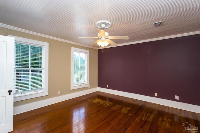 905 N Barcelona St, Pensacola, FL 32501 - empty room featuring hardwood / wood-style floors, a ceiling fan, baseboards, and crown molding