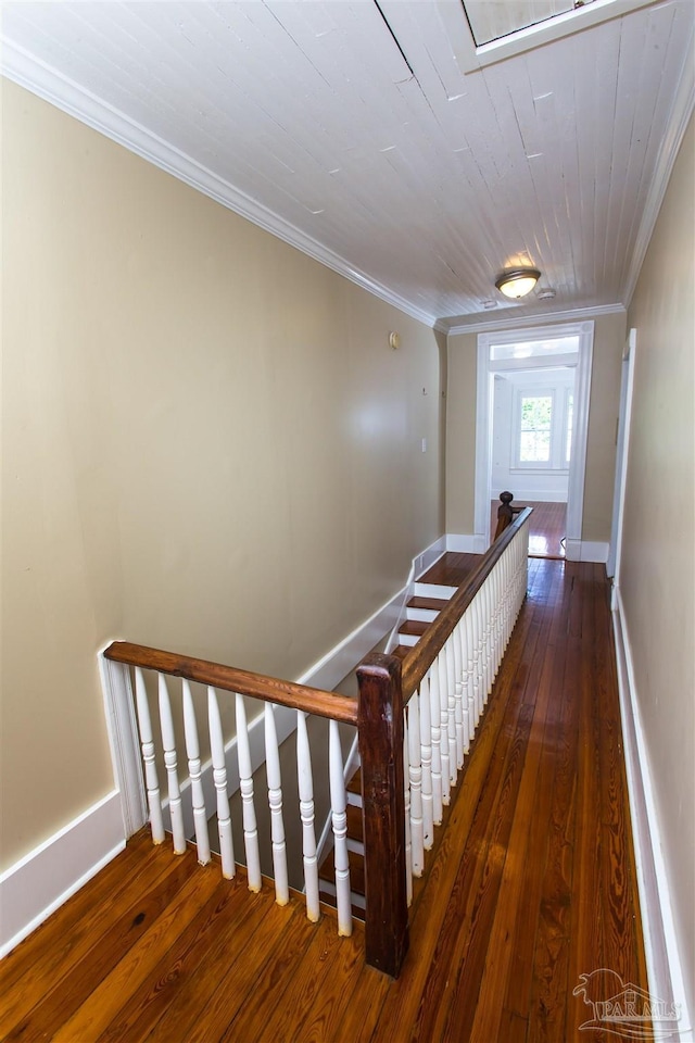 905 N Barcelona St, Pensacola, FL 32501 - hall with hardwood / wood-style flooring, crown molding, and baseboards