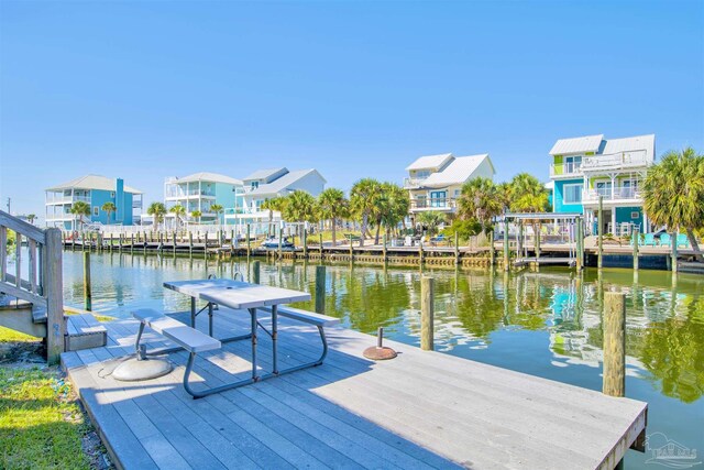 dock area featuring a water view