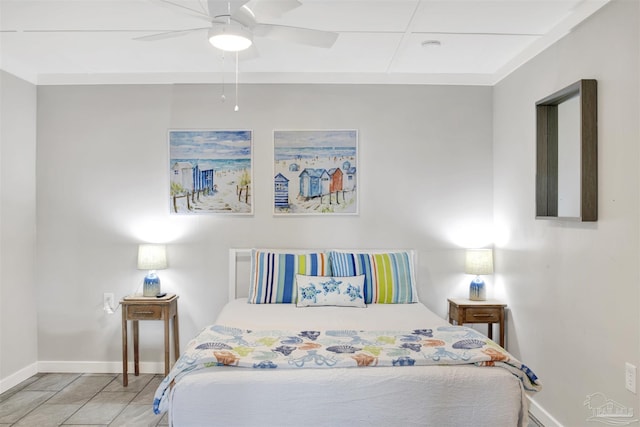 bedroom featuring ceiling fan