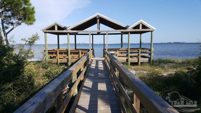 view of dock featuring a water view