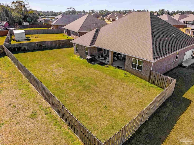 aerial view with a residential view