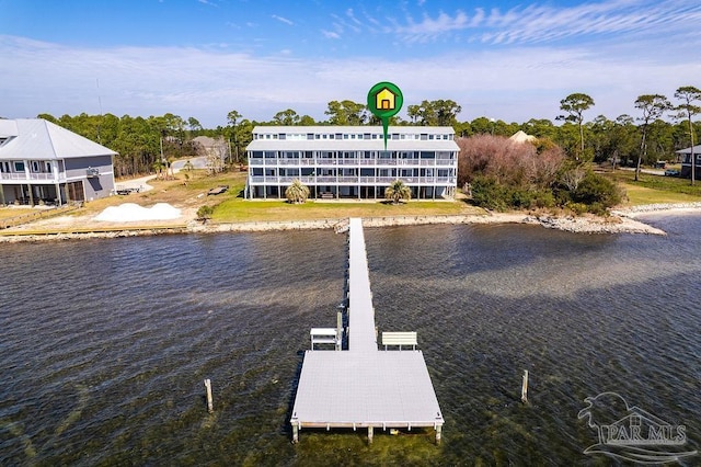 dock area featuring a water view