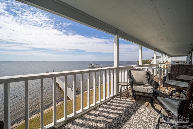 balcony with a water view