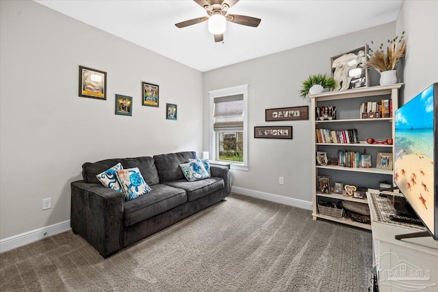 1504 Cadence Loop, Cantonment, FL 32533 - living room with a ceiling fan, baseboards, and carpet floors