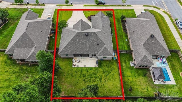 1504 Cadence Loop, Cantonment, FL 32533 - aerial overview of property's location featuring property parcel outlined and a pool area
