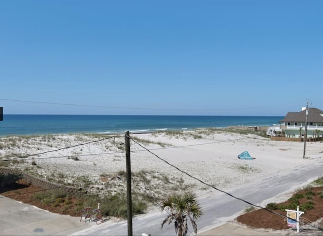 property view of water featuring a view of the beach