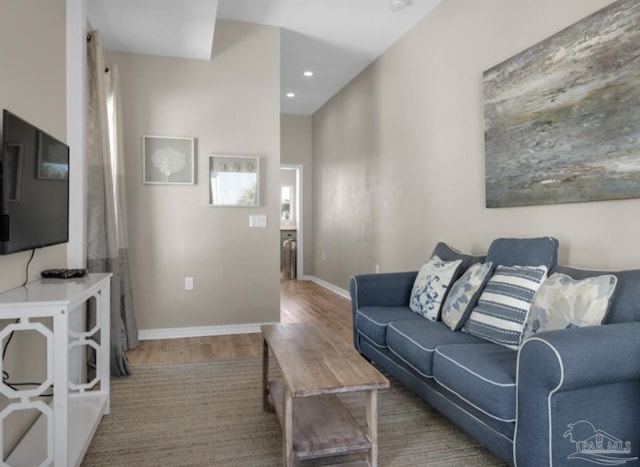 living room with hardwood / wood-style floors