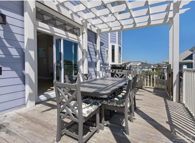 deck featuring a pergola