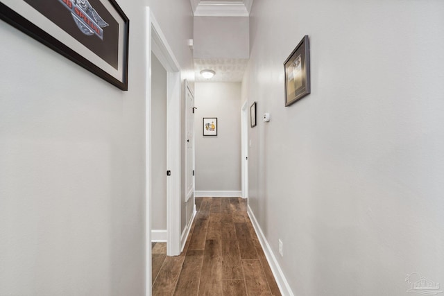 1328 Tour Dr, Gulf Breeze, FL 32563 - hallway featuring dark wood-style floors and baseboards