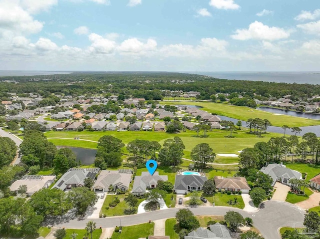 1328 Tour Dr, Gulf Breeze, FL 32563 - aerial perspective of suburban area with a nearby body of water and a golf club