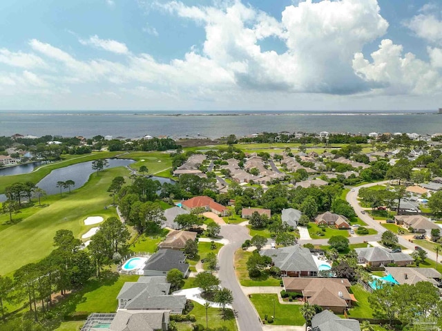 1328 Tour Dr, Gulf Breeze, FL 32563 - aerial perspective of suburban area with a large body of water and a local golf course