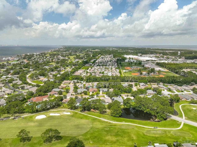 1328 Tour Dr, Gulf Breeze, FL 32563 - aerial view of property's location with nearby suburban area, a golf club, and a nearby body of water