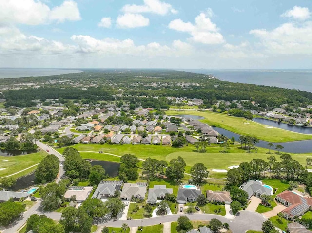 1328 Tour Dr, Gulf Breeze, FL 32563 - aerial view of property and surrounding area featuring a nearby body of water, nearby suburban area, and a local golf course