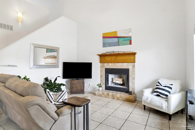 view of tiled living room