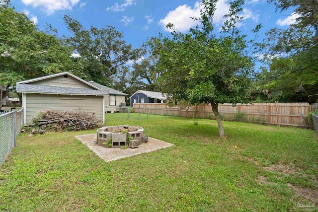 view of yard with a fenced backyard