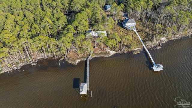 bird's eye view featuring a water view