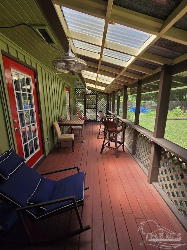 deck featuring ceiling fan