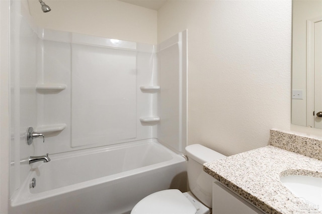 full bath featuring vanity, toilet, and shower / bath combination