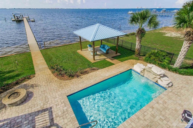 2961 Bay St, Gulf Breeze, FL 32563 - view of swimming pool featuring a patio area and a water view