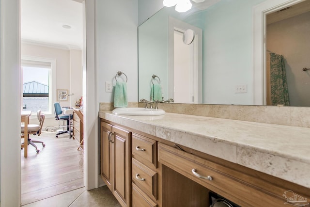 2961 Bay St, Gulf Breeze, FL 32563 - bathroom with vanity and ornamental molding
