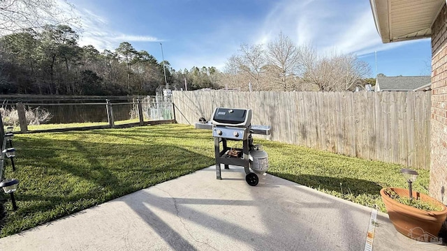 view of yard featuring a gate, a patio area, and fence