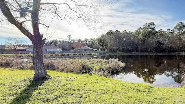 view of yard with a water view