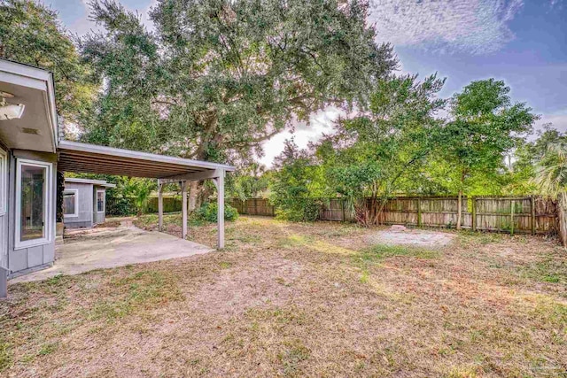 view of yard with a patio area