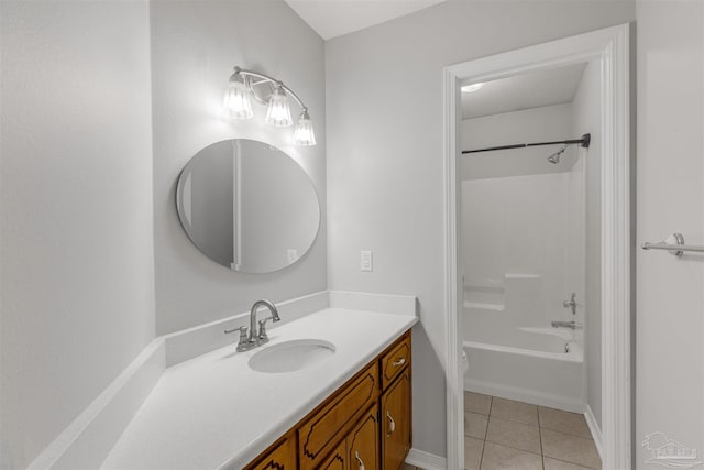 full bathroom featuring tile patterned floors, vanity, toilet, and shower / tub combination